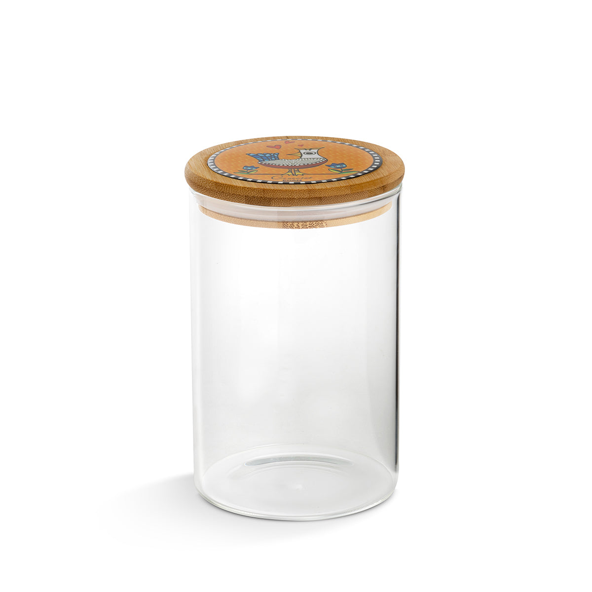 Egan Coccoricò Glass Jar with Bamboo & Ceramic Lid – Spice & Food Storage Jar (Orange, 10x17cm)