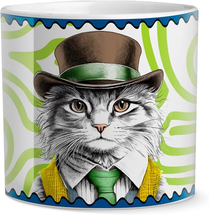 Egan Human Essence Cachepot – Cat ‘Independence’ Small Indoor Plant Pot for Succulents & Desk Décor (7x7cm)
