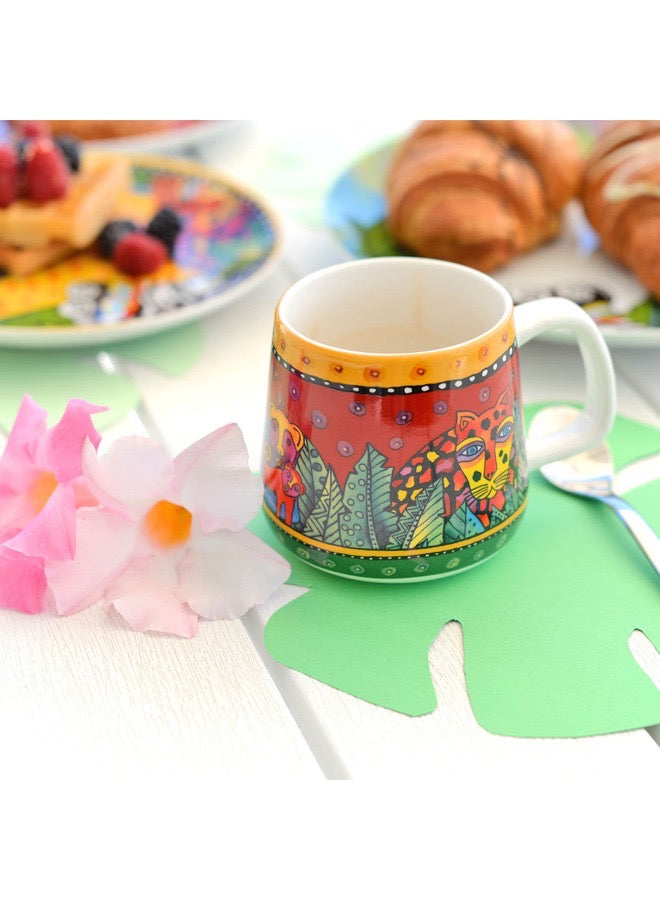 Set 2 Mugs Laurel Burch Jungle Red.
