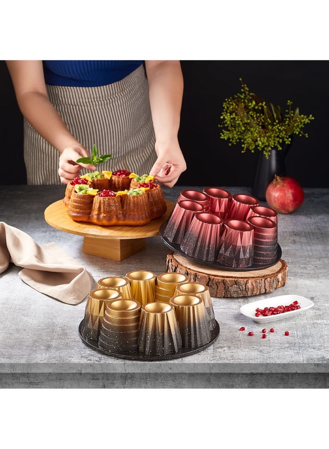 Non Stick Granite Muffin Cake Mould 26 cm Gold.
