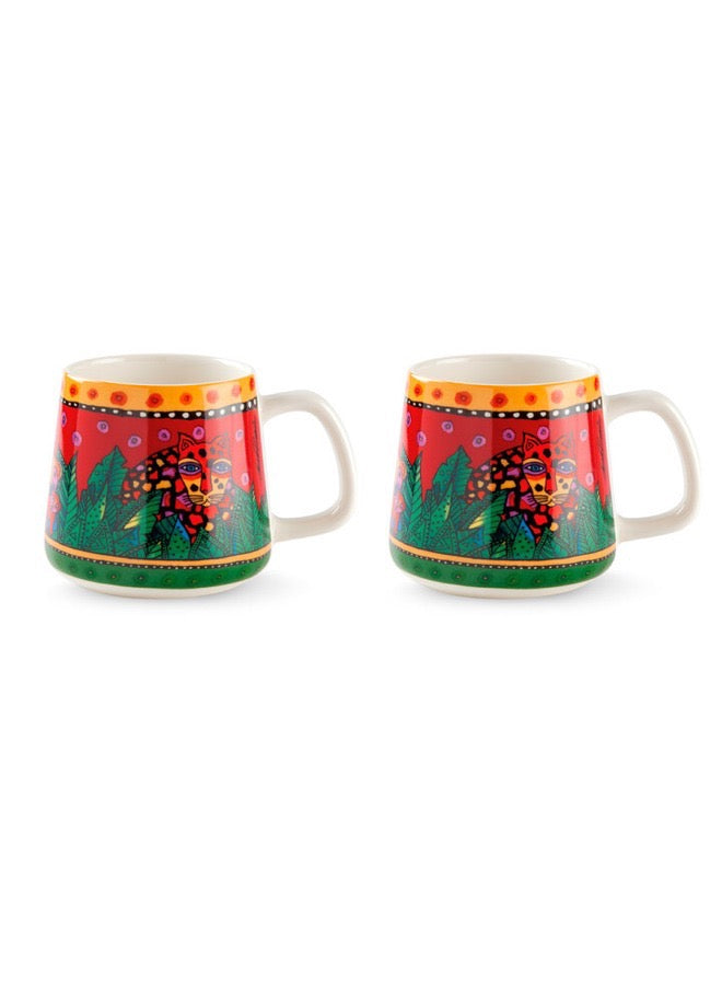 Set 2 Mugs Laurel Burch Jungle Red.