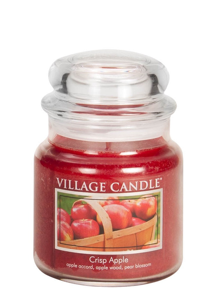 Crisp Apple Candle Medium Glass Dome Apple Accord  Apple Wood  Pear Blossom.