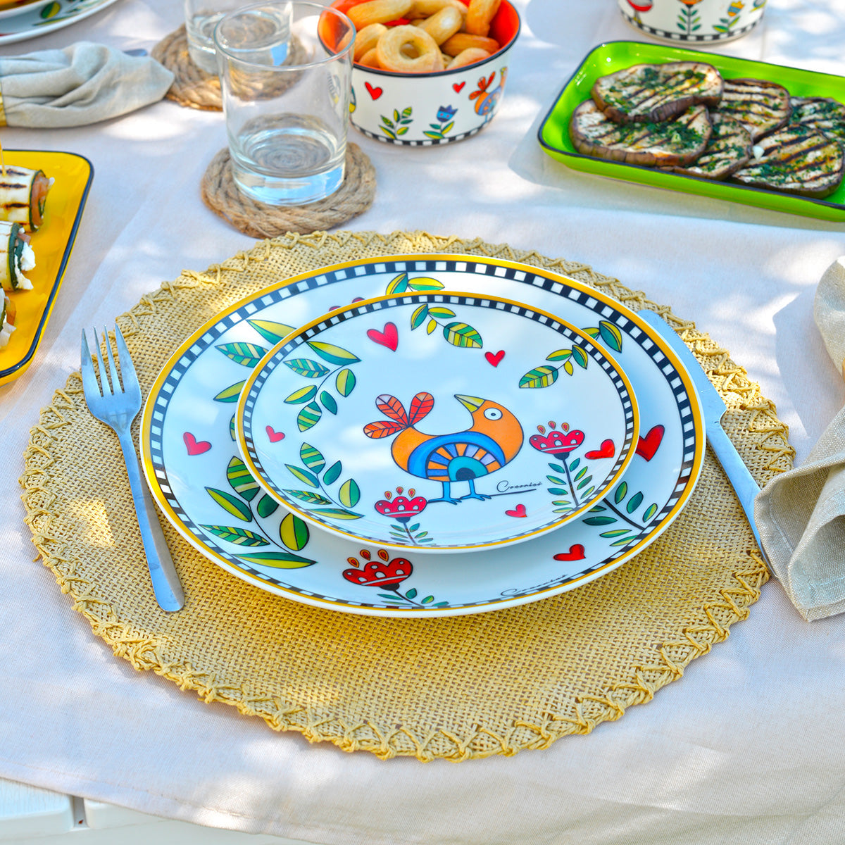 Egan Coccoricò Dessert Plates – Set of 6 Ceramic Plates for Dessert & Fruit Serving (Yellow, 19cm)