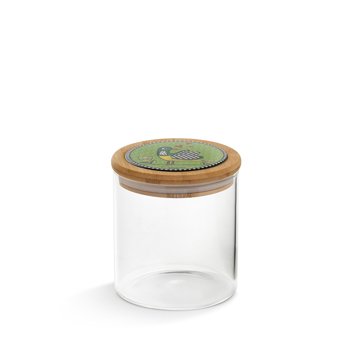 Egan Coccoricò Glass Jar with Bamboo & Ceramic Lid – Spice & Food Storage Jar (Green, 10x12cm)