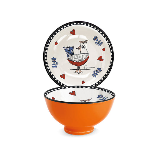 Egan Cocorico Small Bowl 300ml Orang– Ceramic Cereal Bowl, Soup Bowl & Dessert Bowl for Breakfast, Snacks & Side Dishes – Colorful Kitchen Serving Bowl