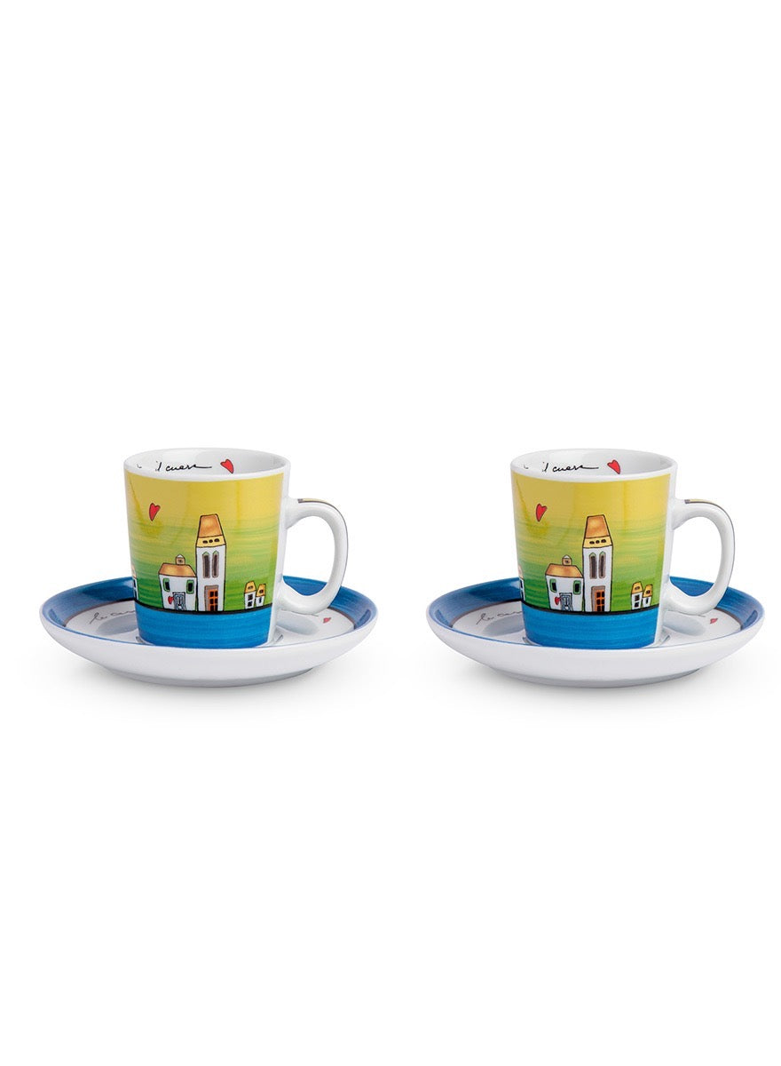 2 Coffee Cup Set Le Cassette  Blue.