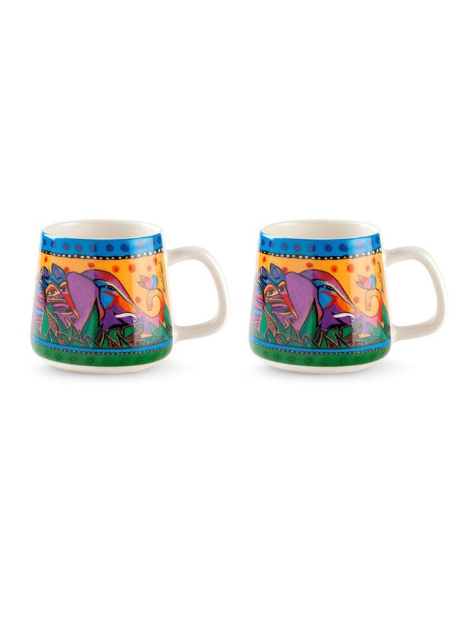 Set 2 Mugs Laurel Burch Jungle Yellow.