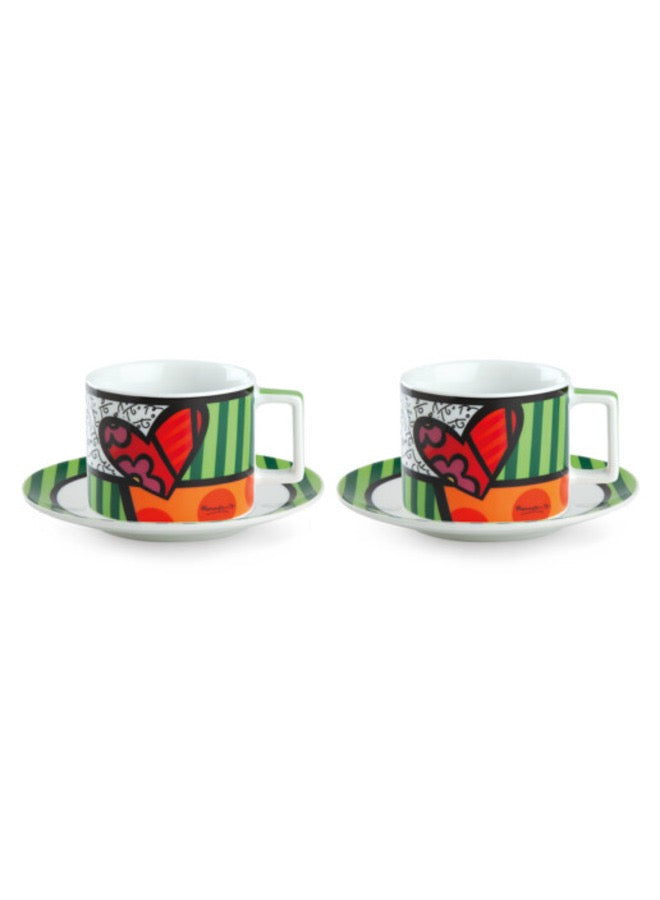 Set 2 Cappuccino Cups with Saucers Britto Heart ml 220.