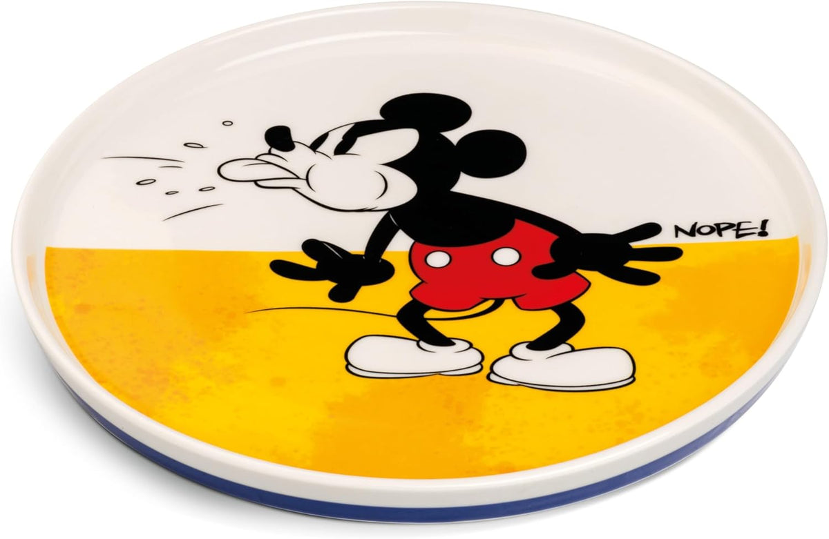 Egan Mickey Mouse Side Plate – 20cm Round Dessert Plate in YELLOW | New Bone China | Microwave & Dishwasher Safe | Disney Dinnerware Collection (YELLOW).