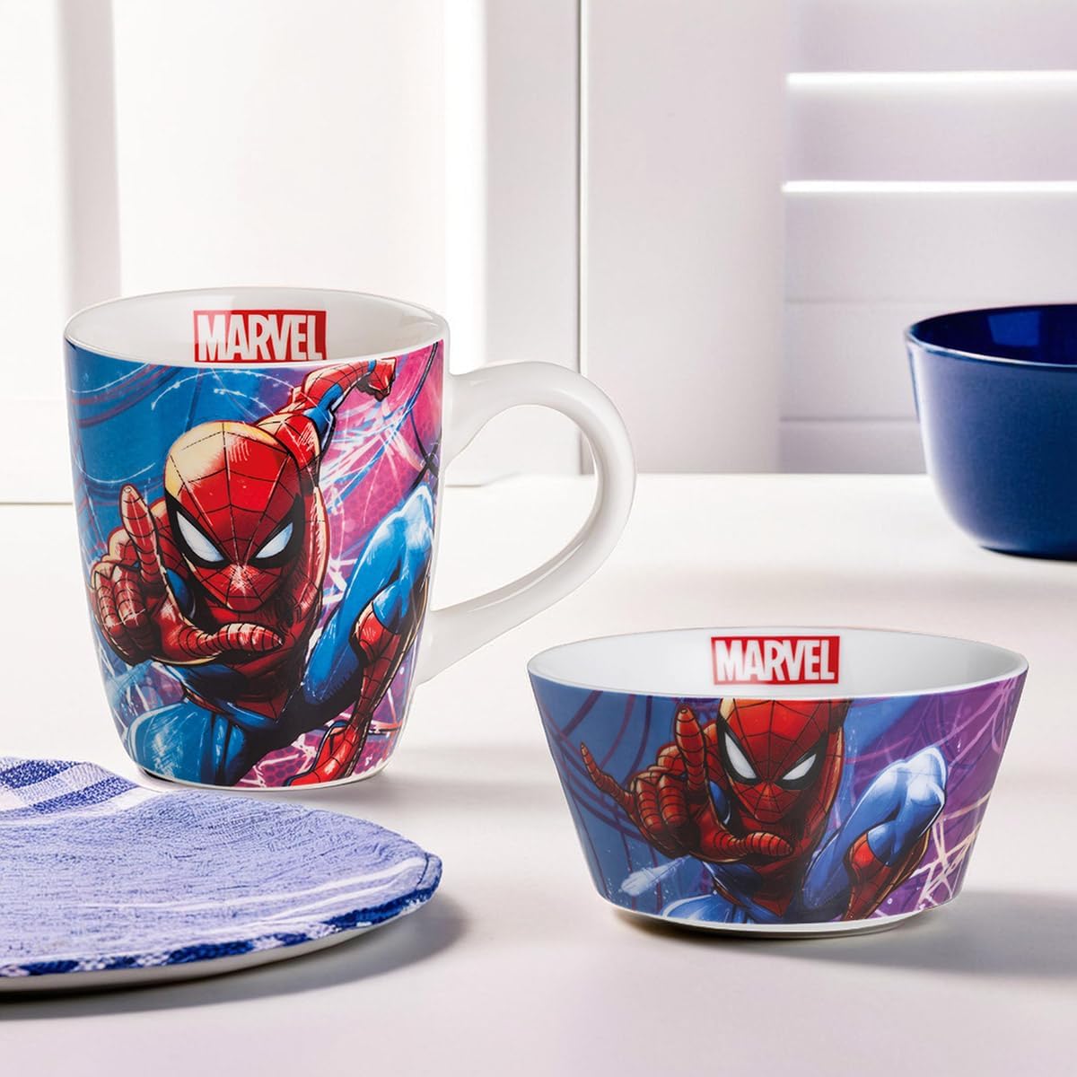 Egan Marvel Spider-Man & Avengers Porcelain Bowl 490ml – Official Superhero Cereal Bowl for Marvel Fans – Microwave & Dishwasher Safe – Durable Kitchenware for Breakfast, Snacks & Meals (SPIDERMAN).