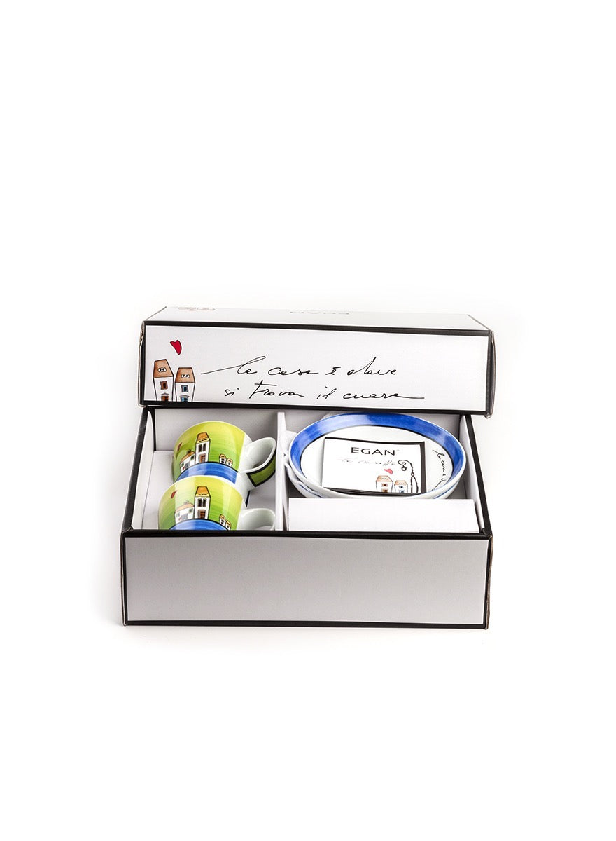 2 Coffee Cup Set Le Cassette  Blue.