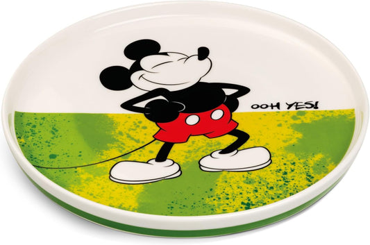 Egan Mickey Mouse Side Plate – 20cm Round Dessert Plate in GREEN | New Bone China | Microwave & Dishwasher Safe | Disney Dinnerware Collection (GREEN).