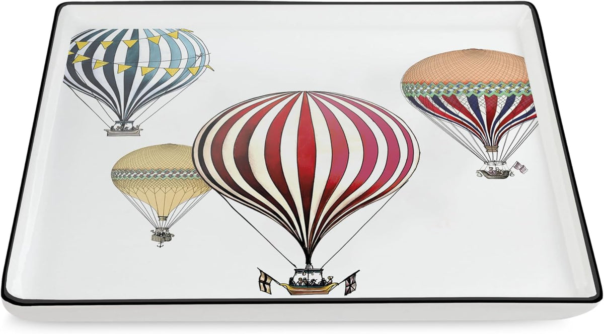 EGAN Giramondo Porcelain Serving Tray | 19x19cm Square | Hot-Air Balloon Design