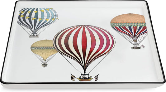EGAN Giramondo Porcelain Serving Tray | 19x19cm Square | Hot-Air Balloon Design