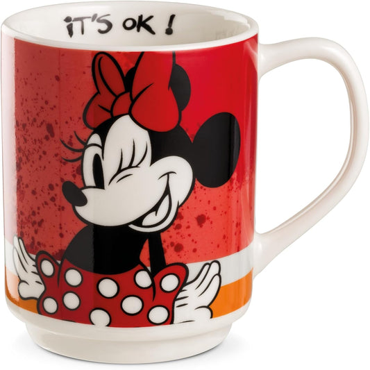 Egan Minnie Mouse Stackable Mug 350ml – Porcelain Coffee Cup | Disney “Minnie I Am” Collection | Blue Design | Microwave & Dishwasher Safe | Cute Gift for Coffee & Tea Lovers (RED).