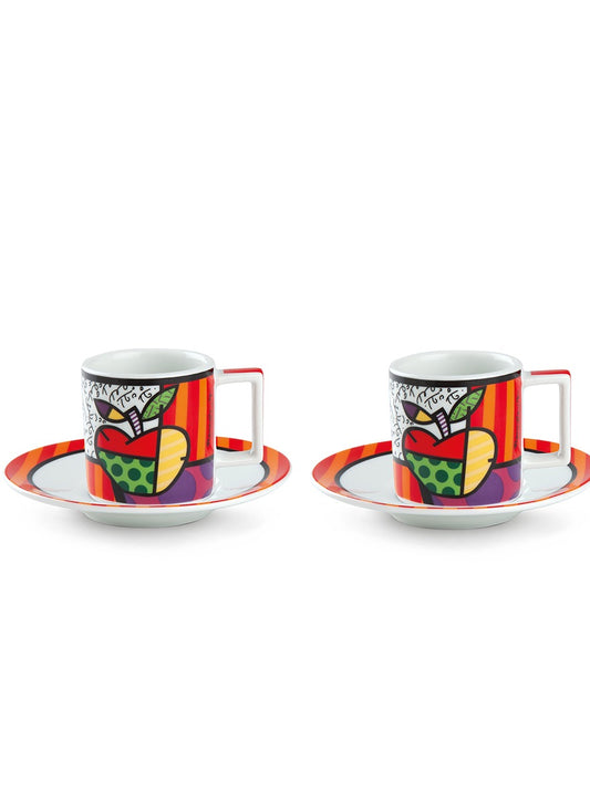 Set 2 Espresso Cups With Saucers Britto Apple ml 90.
