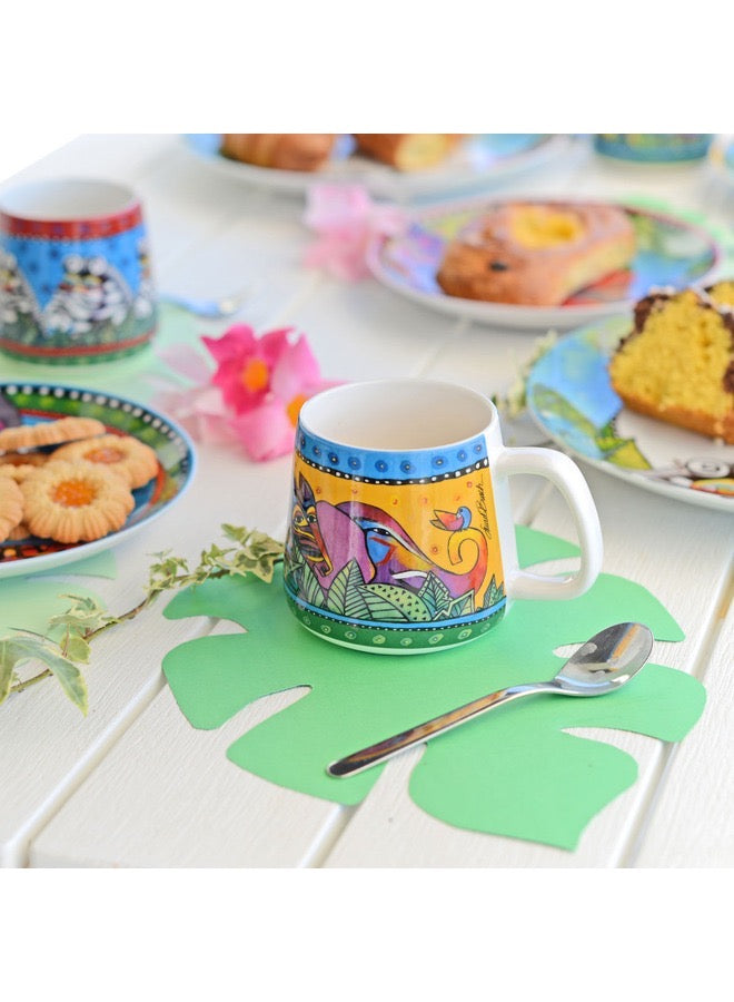 Set 2 Mugs Laurel Burch Jungle Yellow.