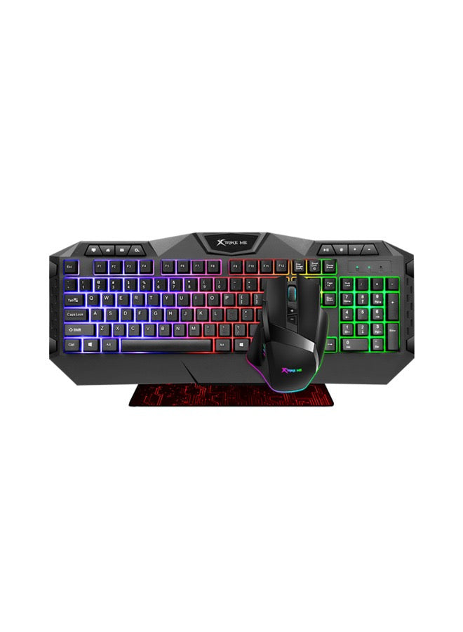 Gaming  Bundle 3 in 1 comb 7D wired mouse  6400DPI with multimedia Rgb  keyboard and Soft mousepad.