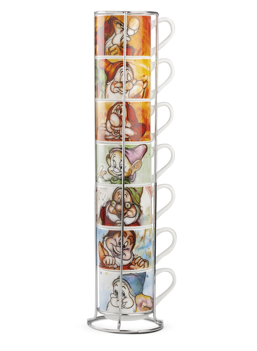 Set 7 Espresso Cups with Metal Rack.