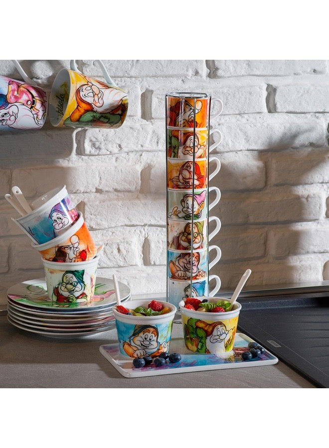 Set 7 Espresso Cups with Metal Rack.